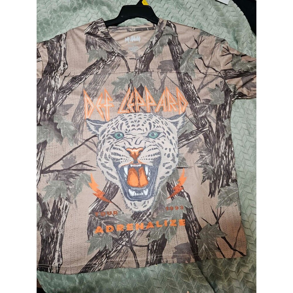 Def Leppard Adrenalize Jersey Shirt XL Camo Mesh 1993 Tour Band Tee NEW NWT